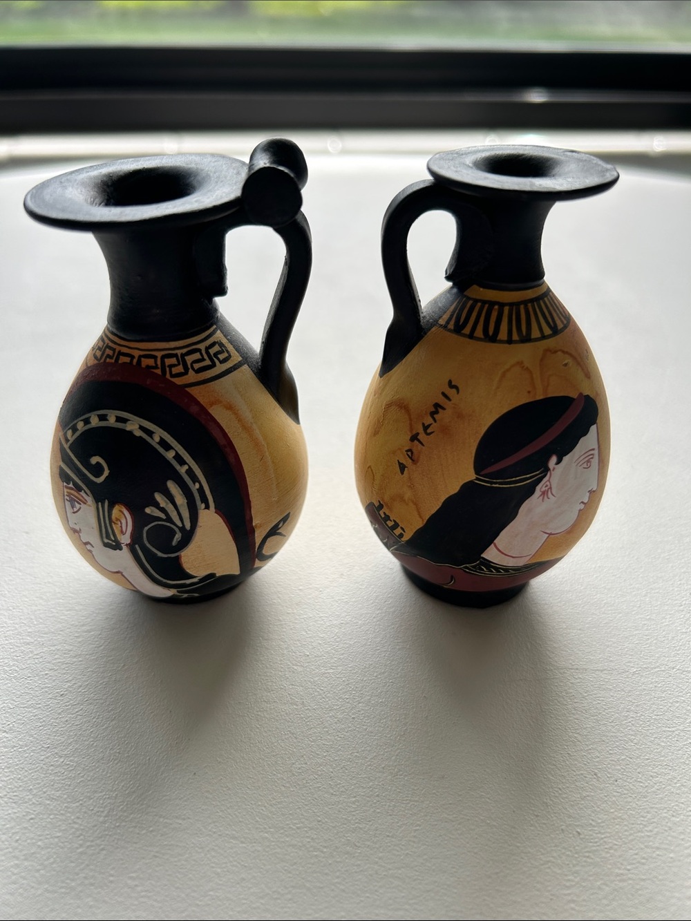 Hand-Painted Grecian Accent Vases in Black and Tan - see card - Picture 2 of 5